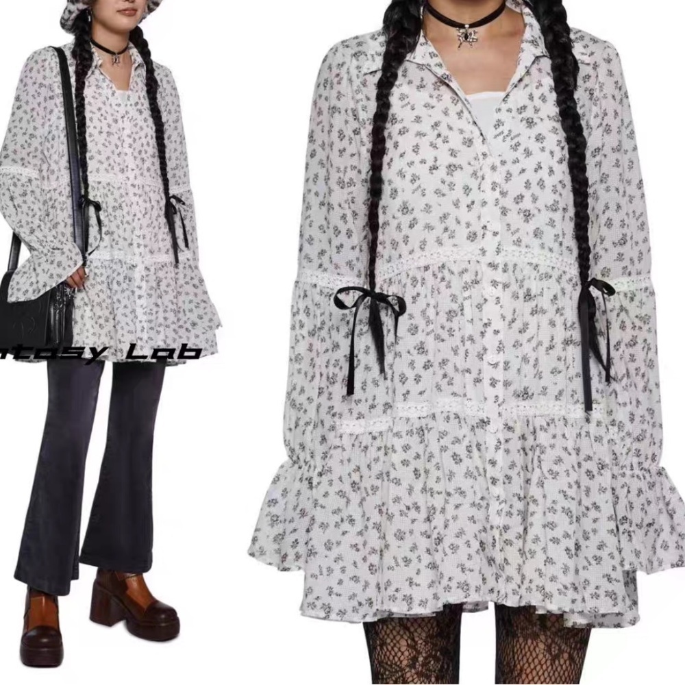 Delia’s dolls kill bohemian rebel heart long sleeve mini dress new size medium - Picture 6 of 7